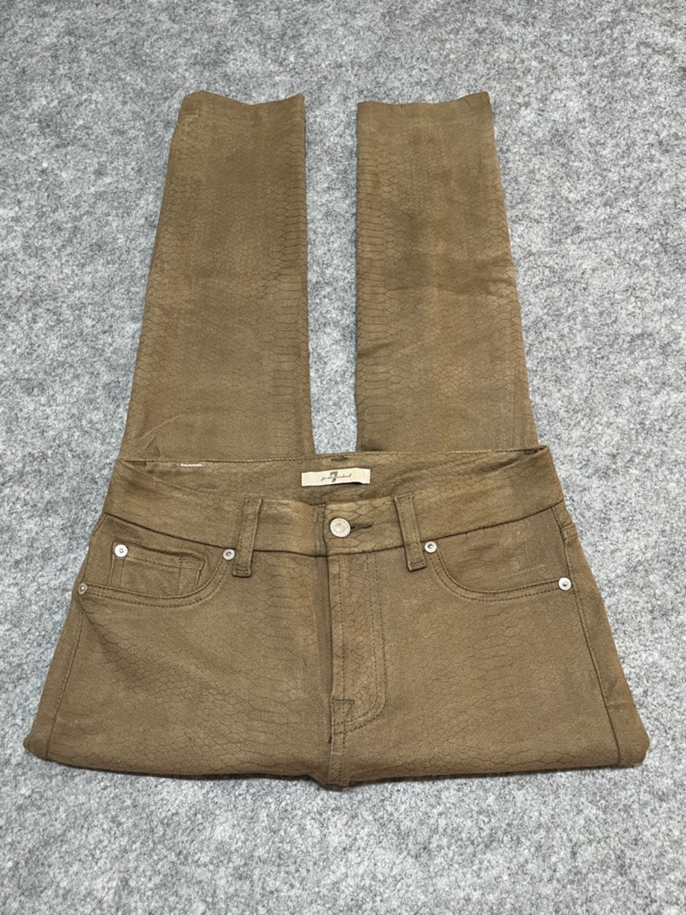 7 For All Mankind Brown Snake-Embossed Jeans